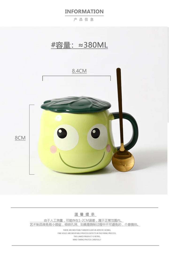 Divertente tazza di rana verde tazza di ceramica