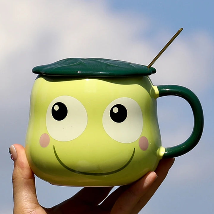 Divertente tazza di rana verde tazza di ceramica