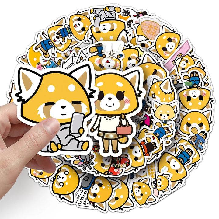 10/30/50pcs Funny Sanrio Aggretsuko Decoration Stickers for Kids Graffiti Luggage Fridge Cute Cartoon Decal PVC Sticker Toy Gift - Gufetto Brand 