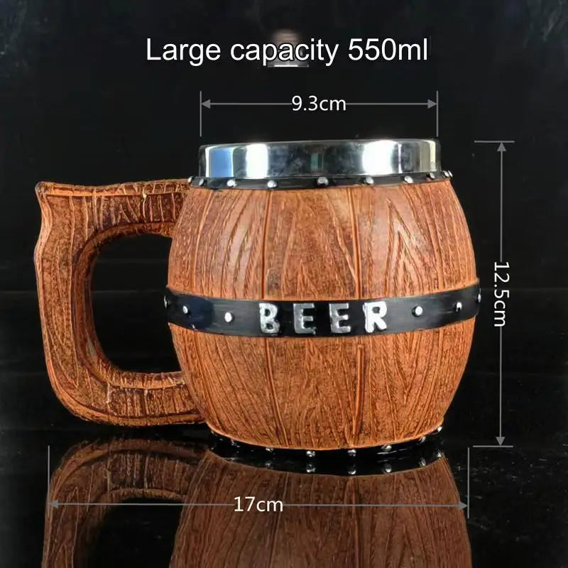Boccale di birra in botte di legno tedesco in acciaio inossidabile