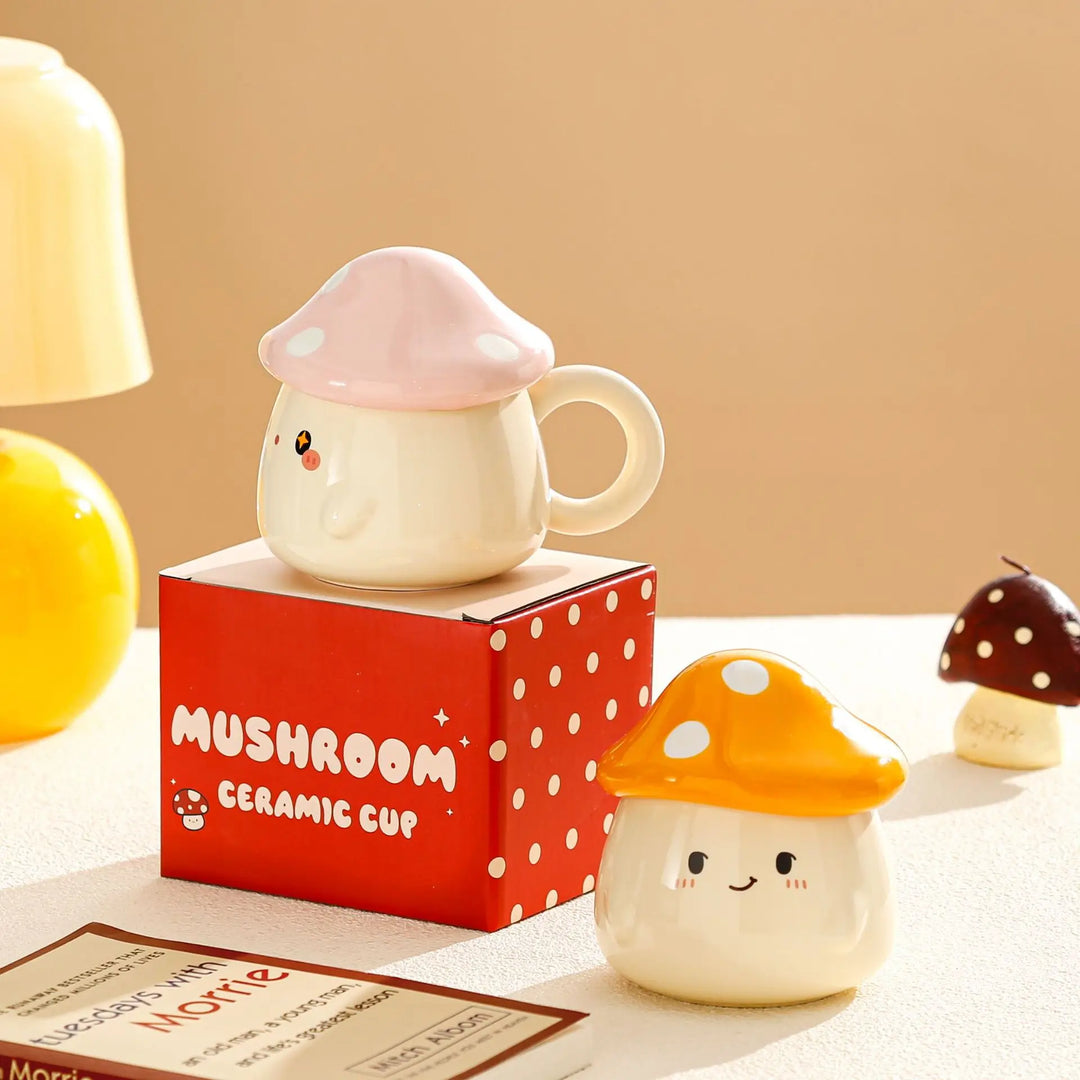 Tazza in ceramica a fungo con coperchio