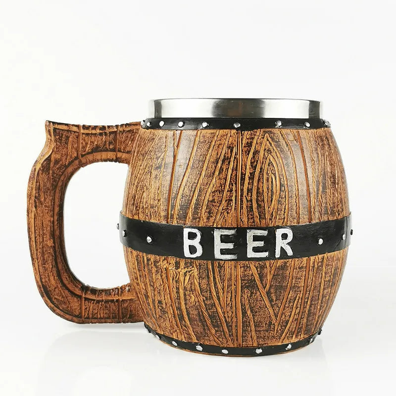 Boccale di birra in botte di legno tedesco in acciaio inossidabile