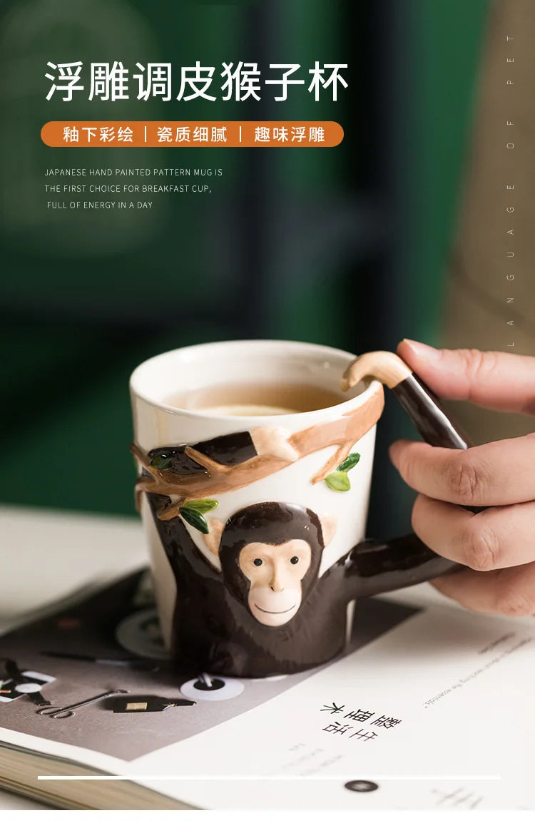 Divertente tazza colorata Gibbon Underglaze