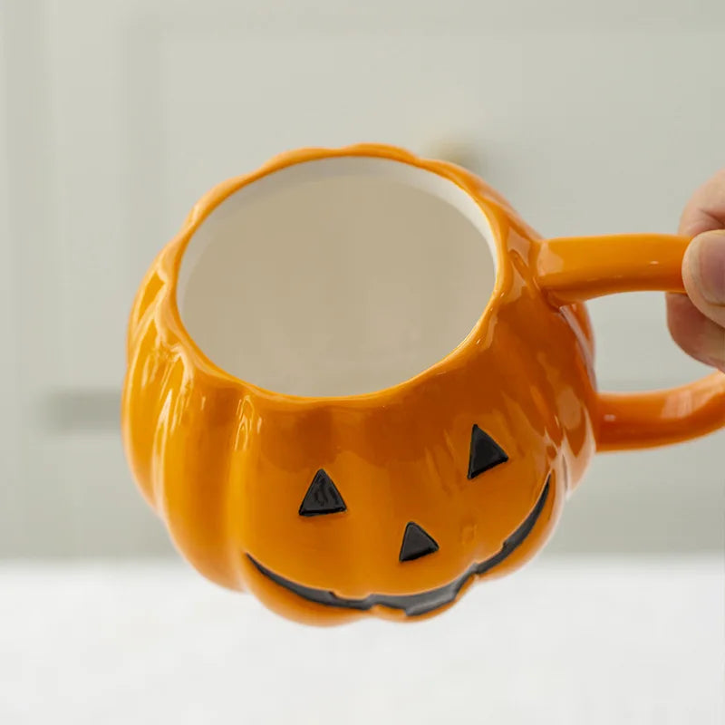 Divertenti tazza in ceramica Zucca con coperchio