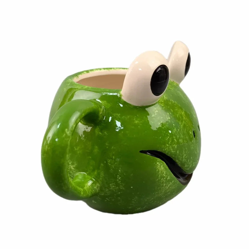 Divertente tazza di rana verde tazza di ceramica