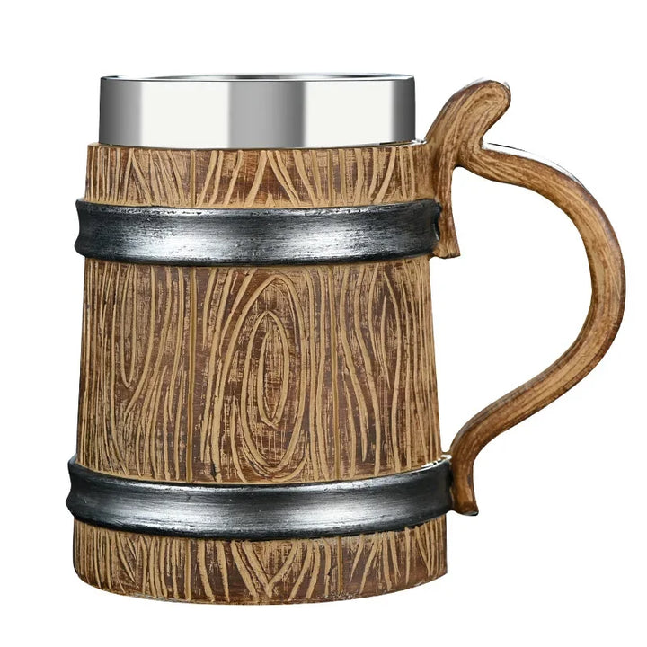Boccale di birra in legno 600ml Germania in Acciaio inossidabile 304 Taverna medievale