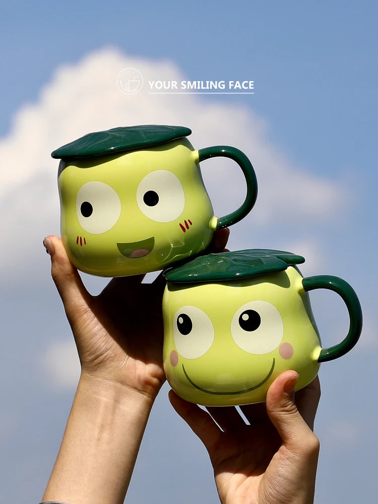 Divertente tazza di rana verde tazza di ceramica