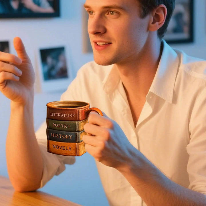 Divertente tazza da tè caldo Tazze da vino in resina con design a libro
