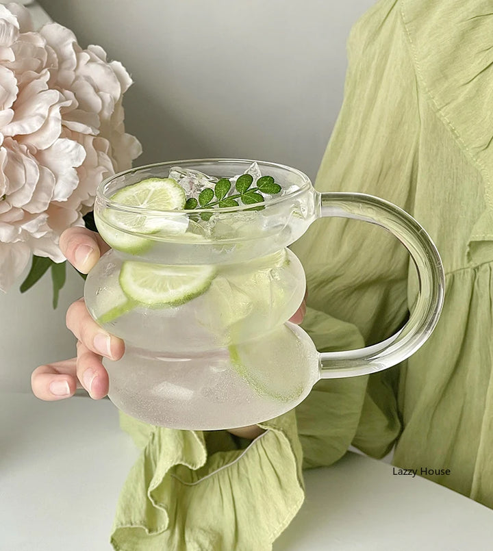 Tazza da caffè creativa tazza di vetro resistente al calore con manico