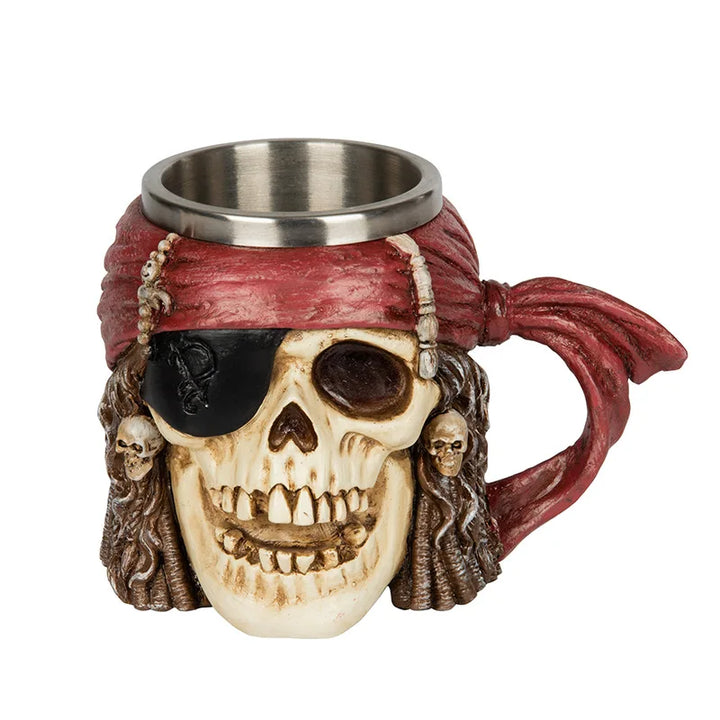 Tazza con teschio Caraibi Pirata Bandana Birra