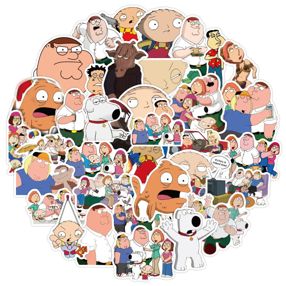 10/30/50/100pcs Cartoon Family Guy Stickers Decals DIY DIY Laptop Skateboard Phone Case Waterproof Vinyl Cute Kids Sticker Toys - Gufetto Brand 