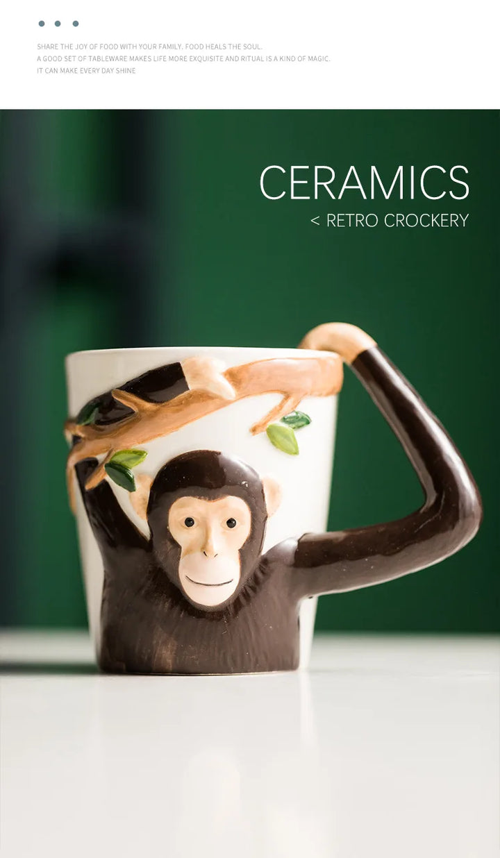Divertente tazza colorata Gibbon Underglaze
