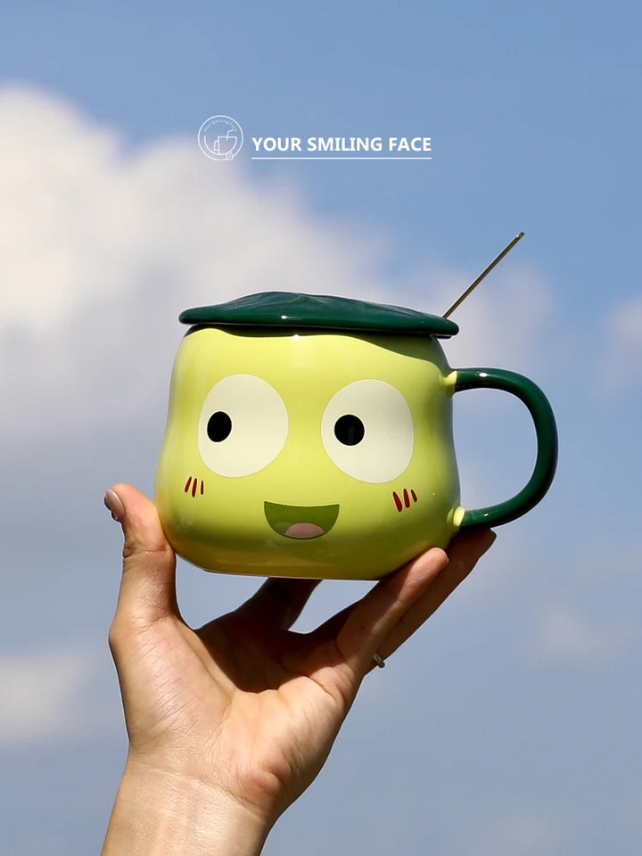 Divertente tazza di rana verde tazza di ceramica