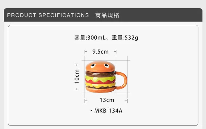 Tazze da caffè da 300 ml forma di hamburger con coperchio
