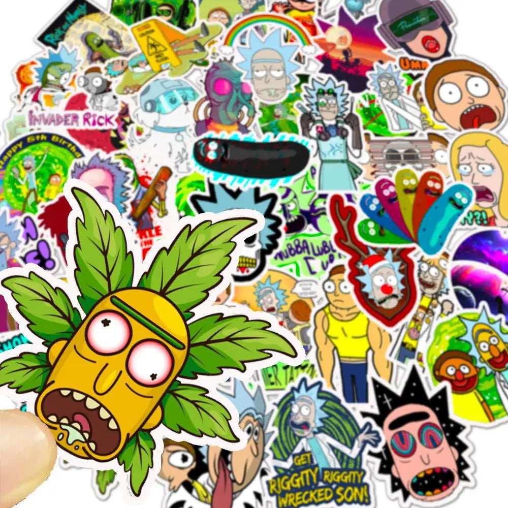 50PCS Cartoon Anime Rick And Morti Stickers Waterproof Skateboard Travel Suitcase Phone Laptop Suitcase Sticker Cute Kid Toys - Gufetto Brand 