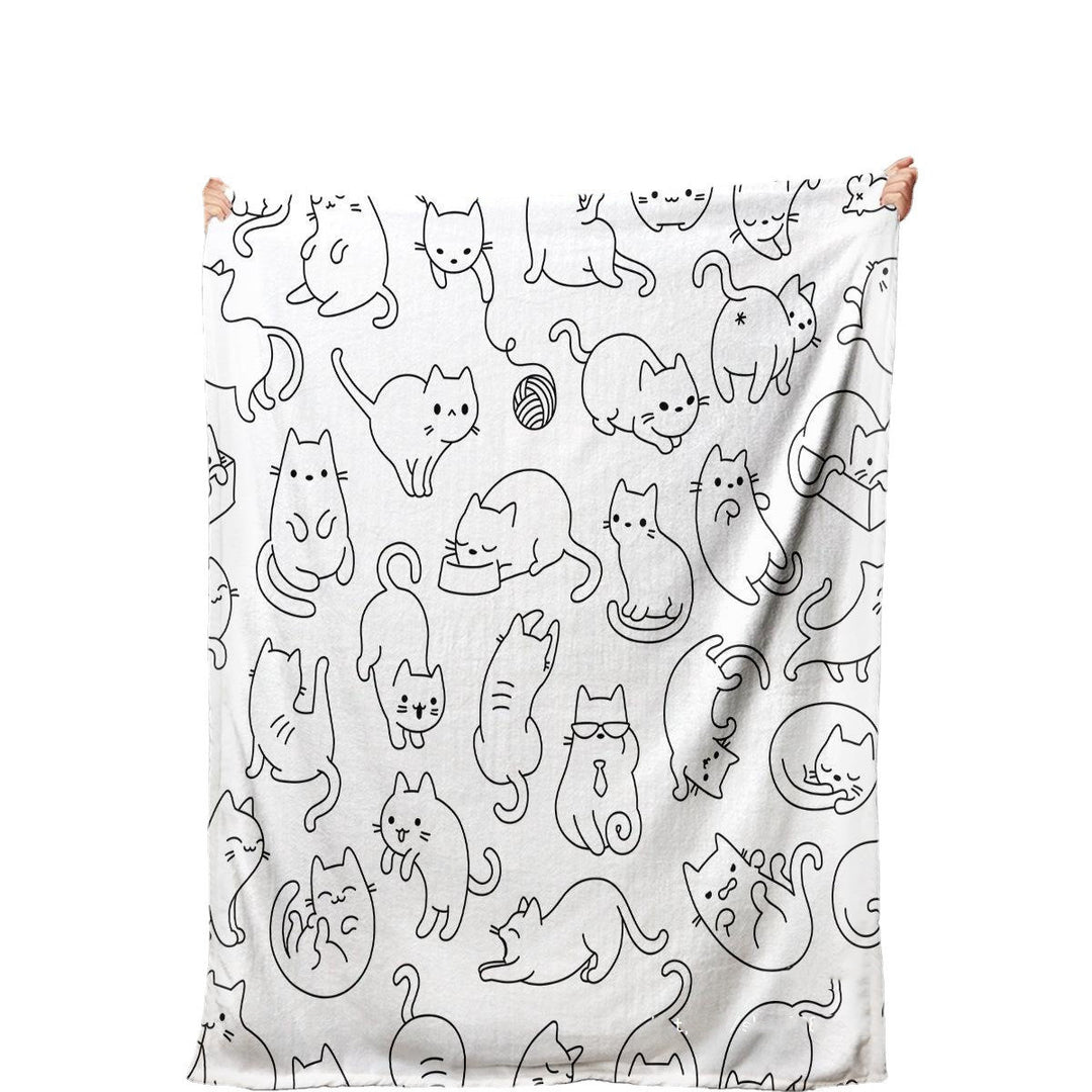 Coperta in flanella con stampa digitale simpatico gatto - Gufetto Brand 