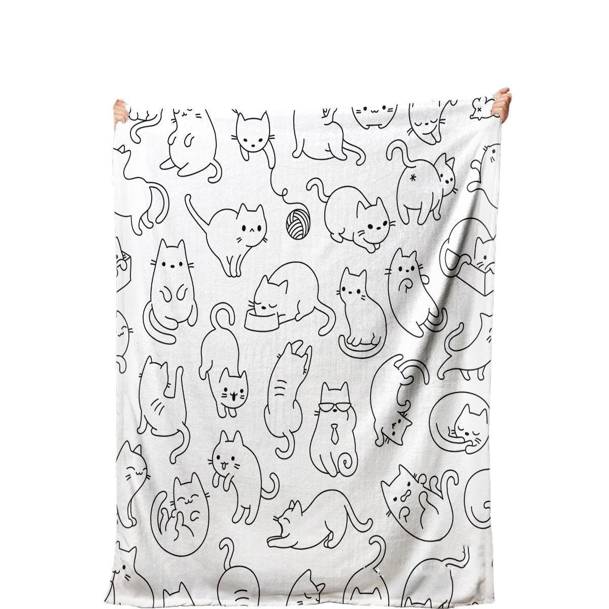 Coperta in flanella con stampa digitale simpatico gatto - Gufetto Brand 