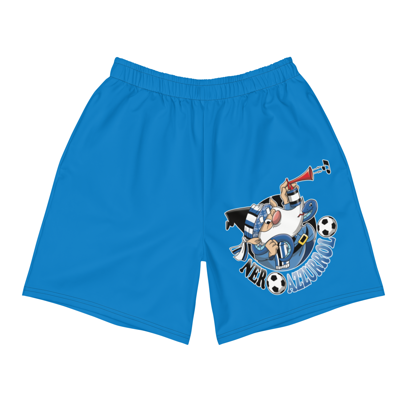 Pantaloncini sportivi in tessuto riciclato NERO AZZURROLO - Gufetto Brand 