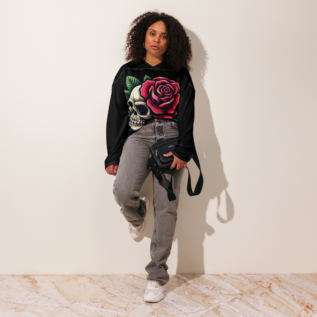 Recycled hockey fan jersey Skull Rose - Gufetto Brand 