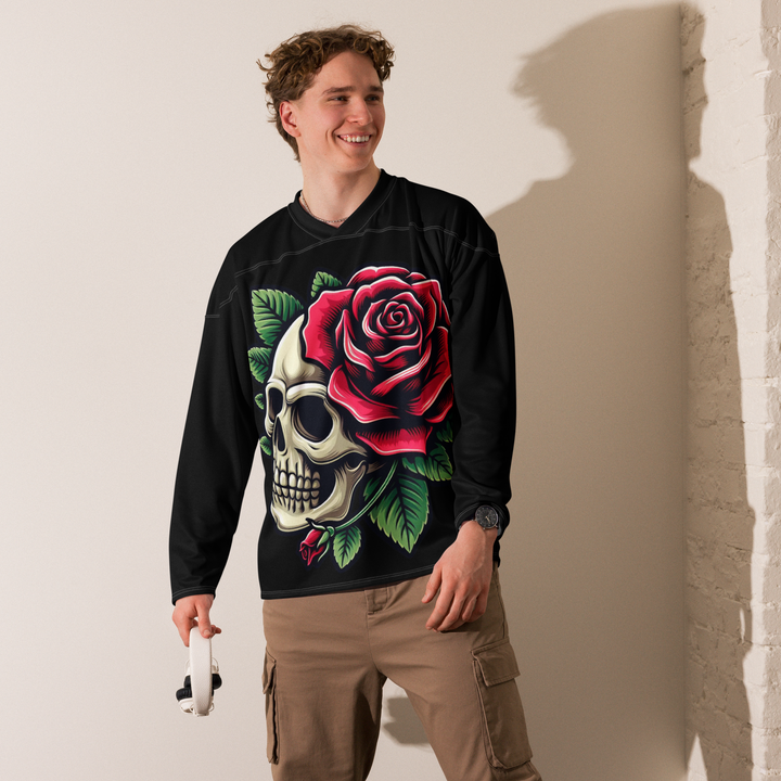 Recycled hockey fan jersey Skull Rose - Gufetto Brand 