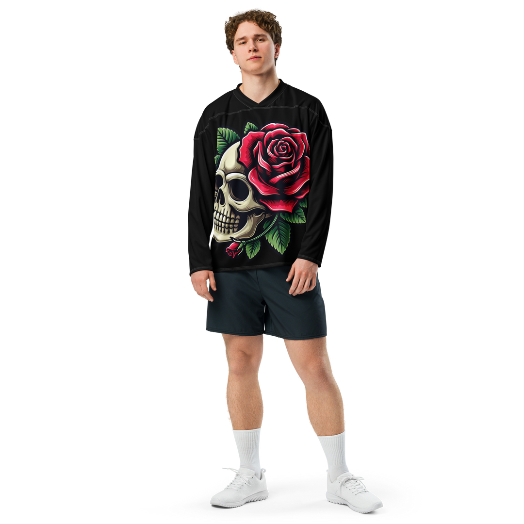 Recycled hockey fan jersey Skull Rose - Gufetto Brand 