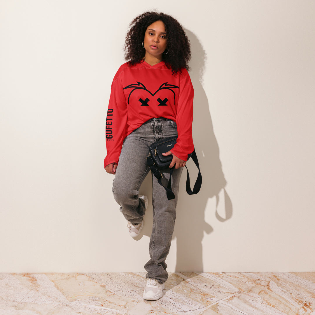 Recycled hockey fan jersey RED OCCHI NERI - Gufetto Brand 
