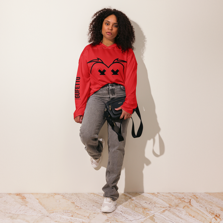 Recycled hockey fan jersey RED OCCHI NERI - Gufetto Brand 
