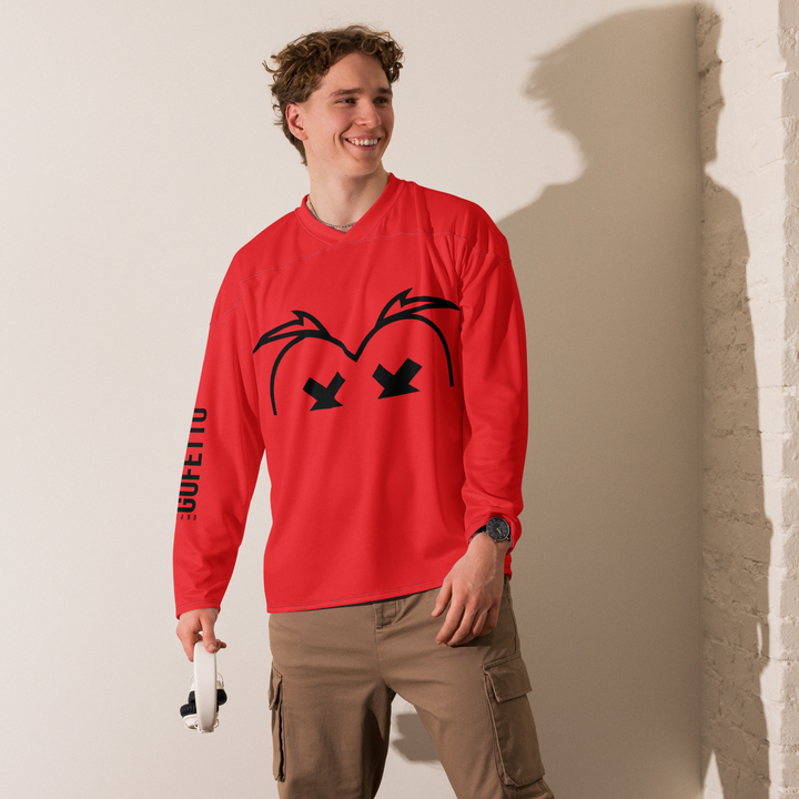 Recycled hockey fan jersey RED OCCHI NERI - Gufetto Brand 