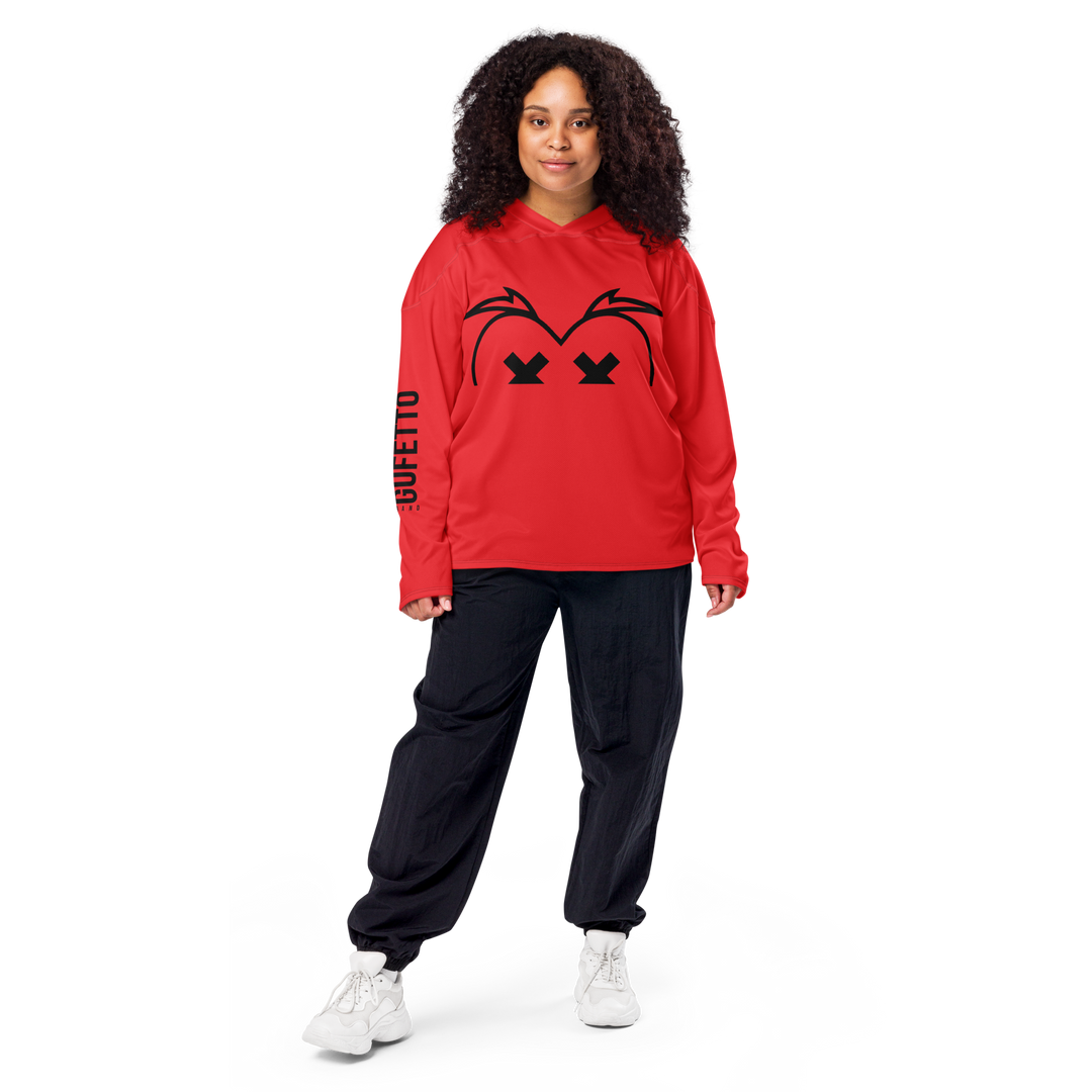 Recycled hockey fan jersey RED OCCHI NERI - Gufetto Brand 