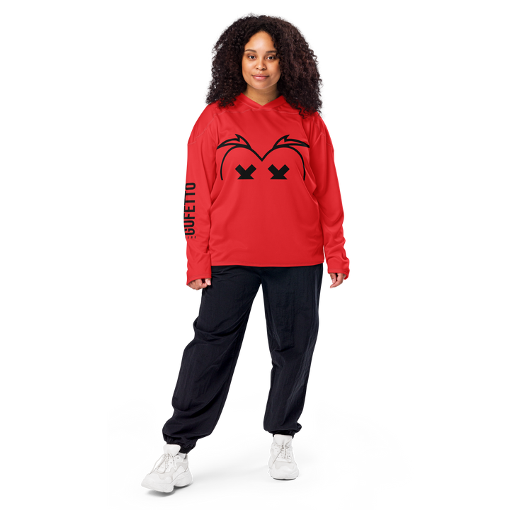 Recycled hockey fan jersey RED OCCHI NERI - Gufetto Brand 