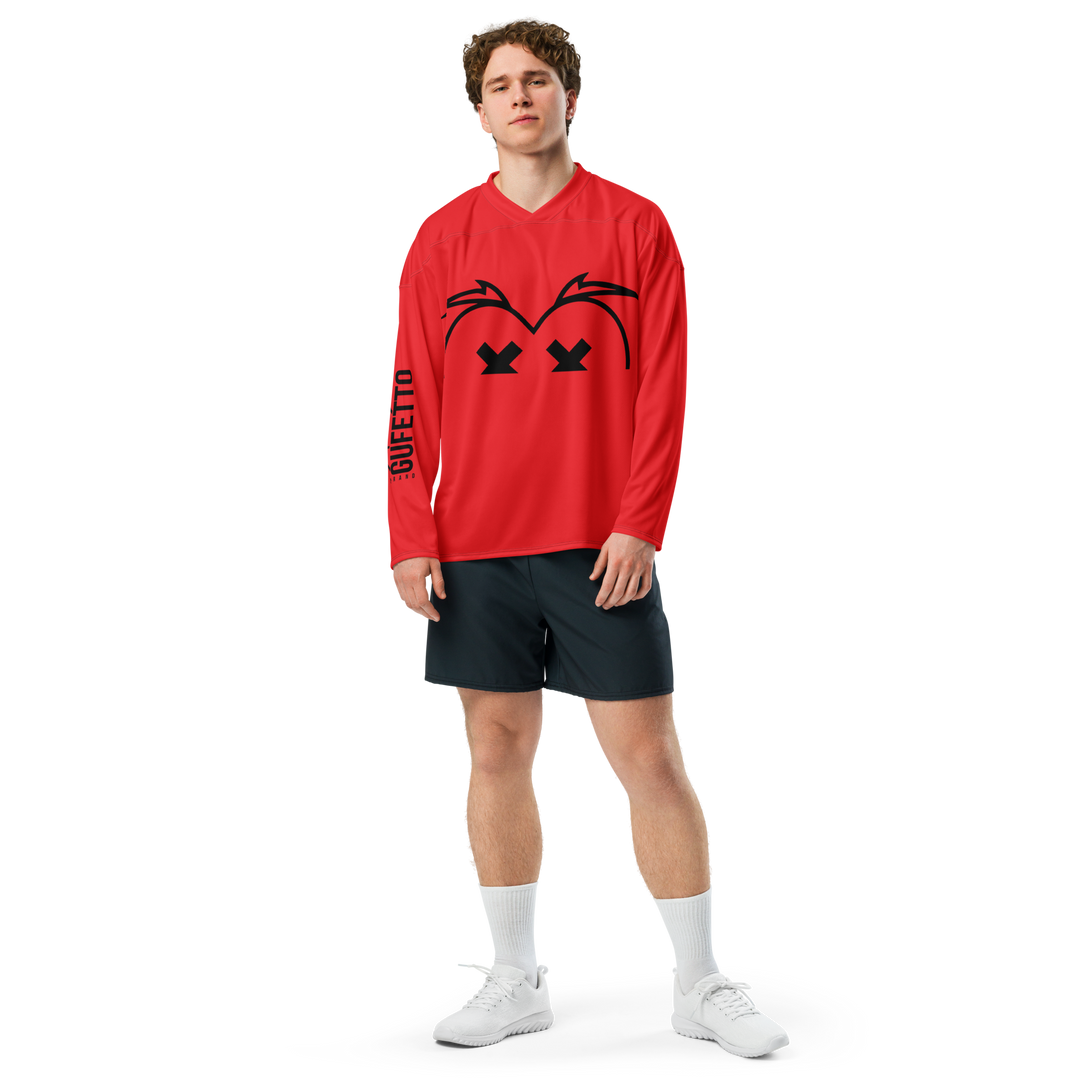 Recycled hockey fan jersey RED OCCHI NERI - Gufetto Brand 
