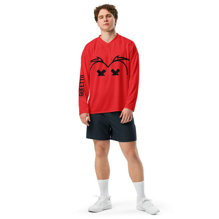 Recycled hockey fan jersey RED OCCHI NERI - Gufetto Brand 
