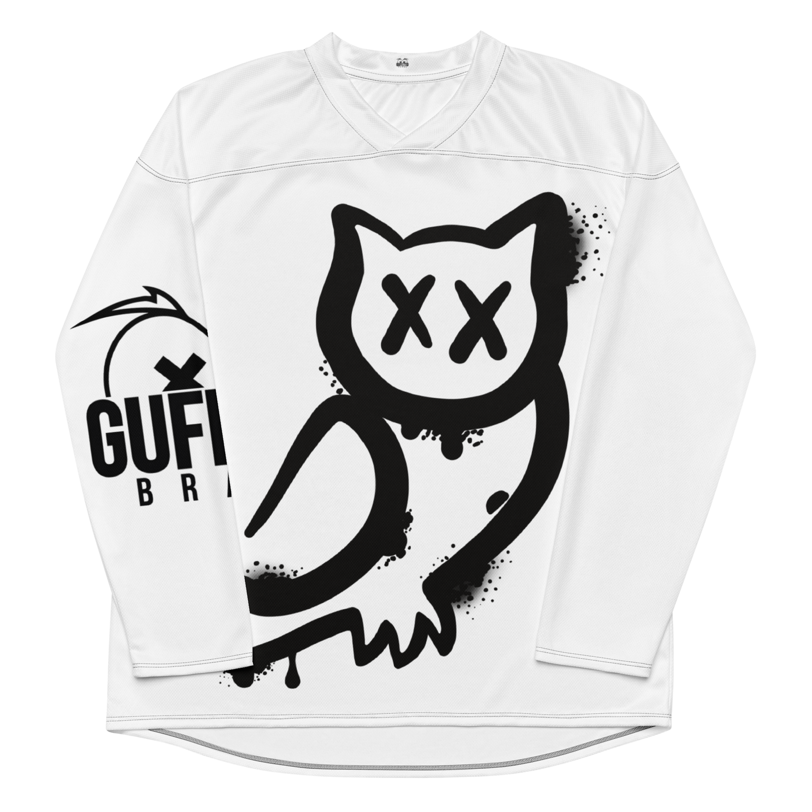 Maglia riciclata fan dell'hockey GUFETTO 1 NERO OCCHI NERI - Gufetto Brand 