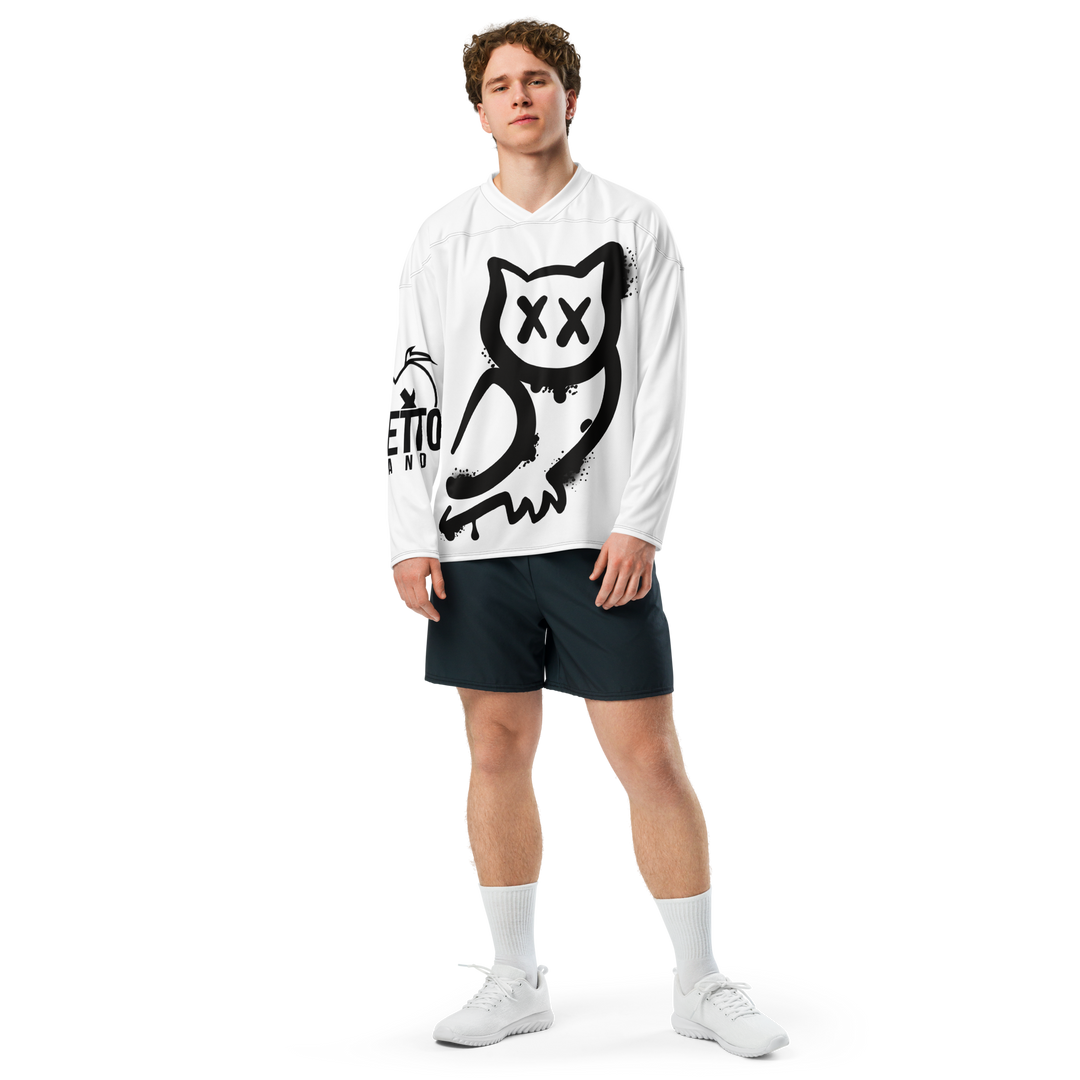 Maglia riciclata fan dell'hockey GUFETTO 1 NERO OCCHI NERI - Gufetto Brand 