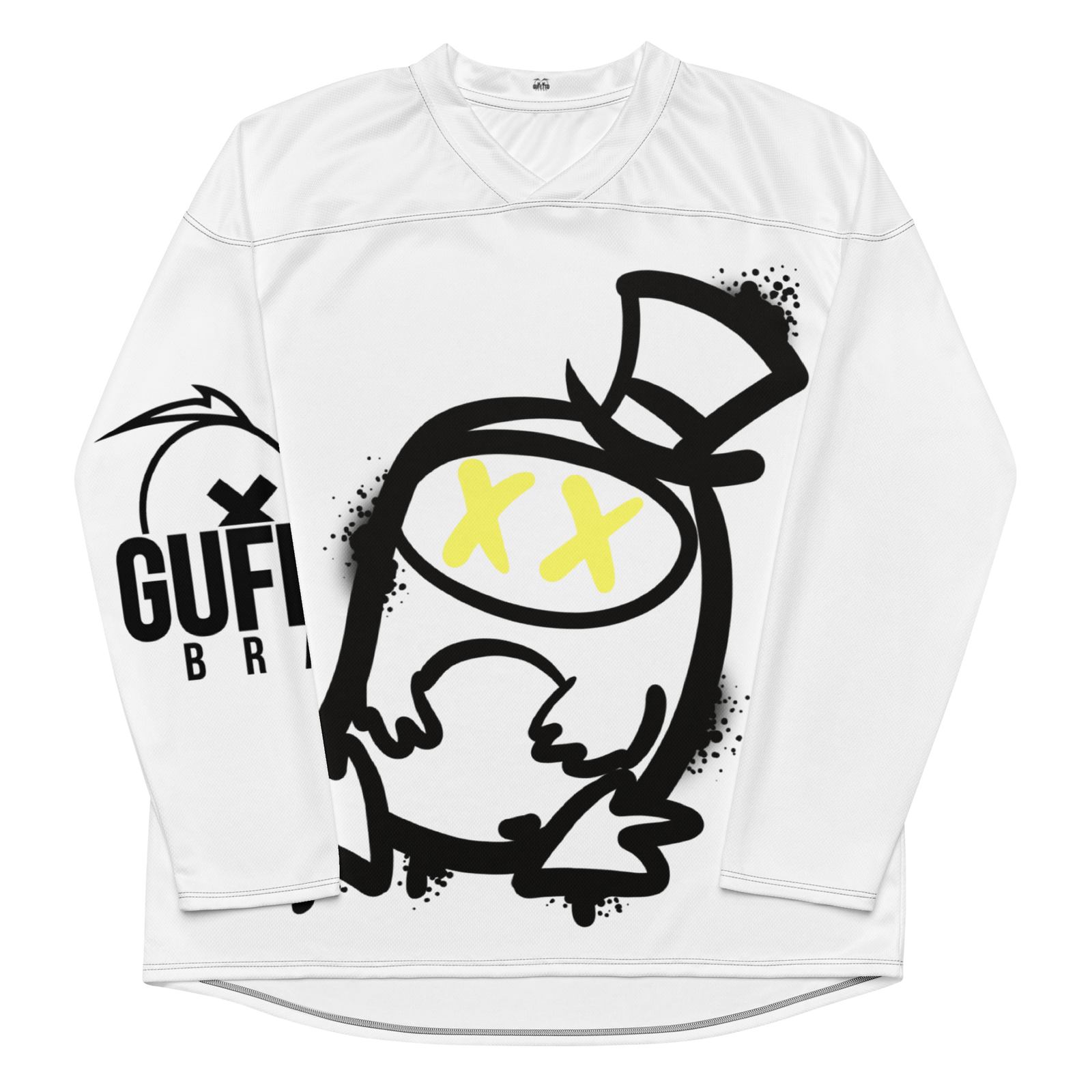 Maglia riciclata fan dell'hockey GUFETTO 2 NERO OCCHI GIALLI - Gufetto Brand 