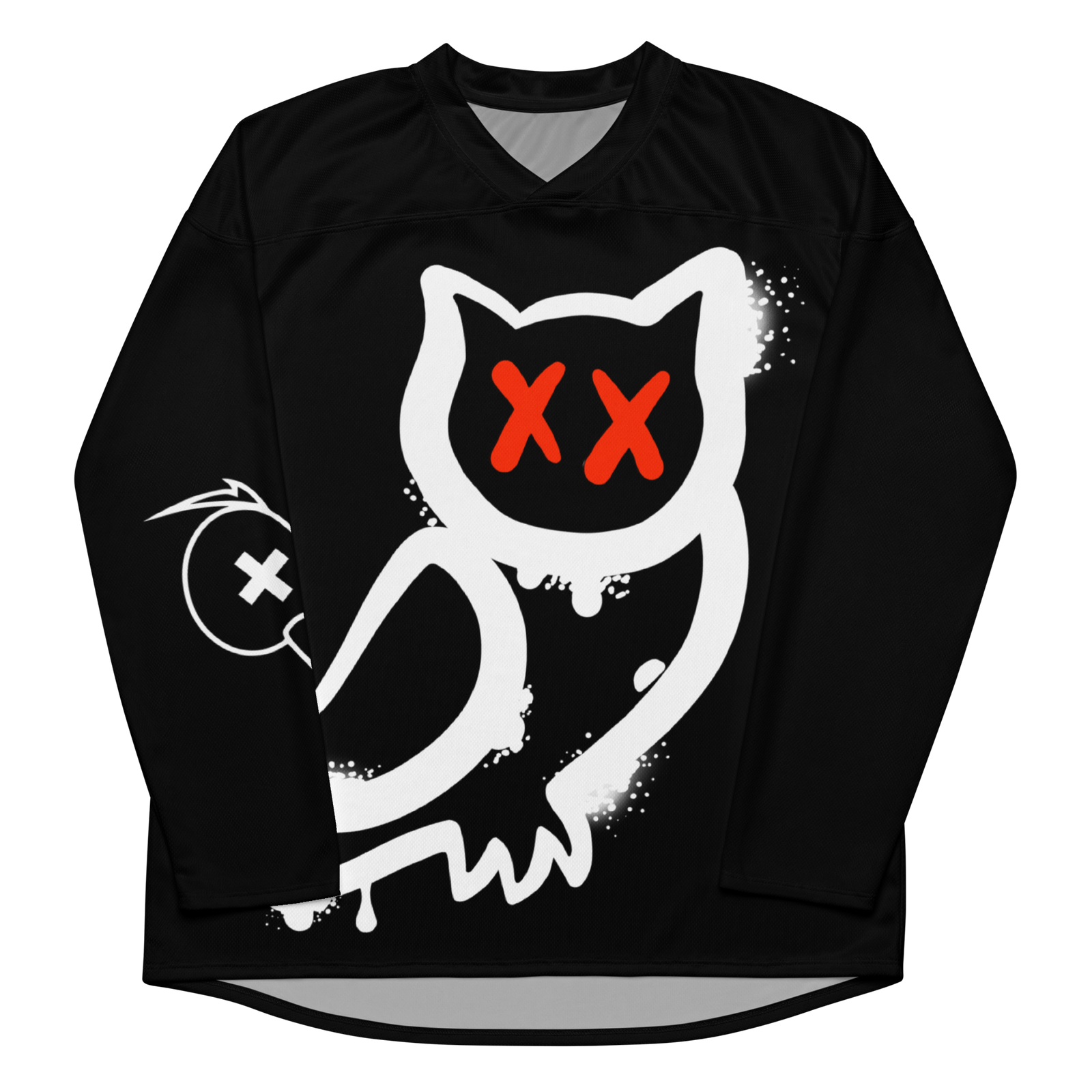 Maglia riciclata fan dell'hockey GUFETTO 1 BIANCO OCCHI ROSSI - Gufetto Brand 