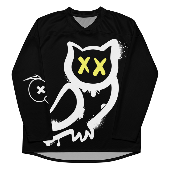 Maglia riciclata fan dell'hockey GUFETTO 1 BIANCO OCCHI GIALLI - Gufetto Brand 