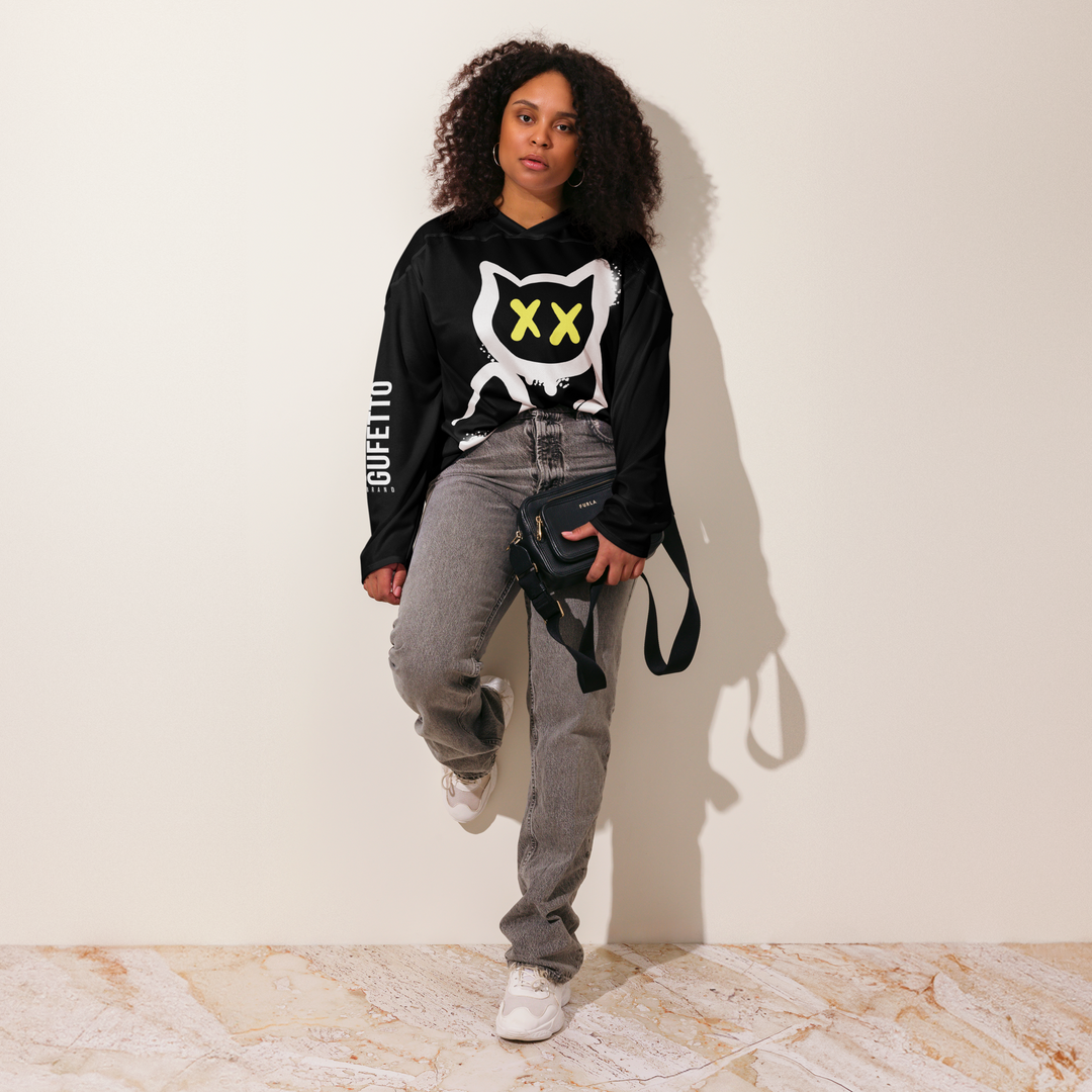 Maglia riciclata fan dell'hockey GUFETTO 1 BIANCO OCCHI GIALLI - Gufetto Brand 