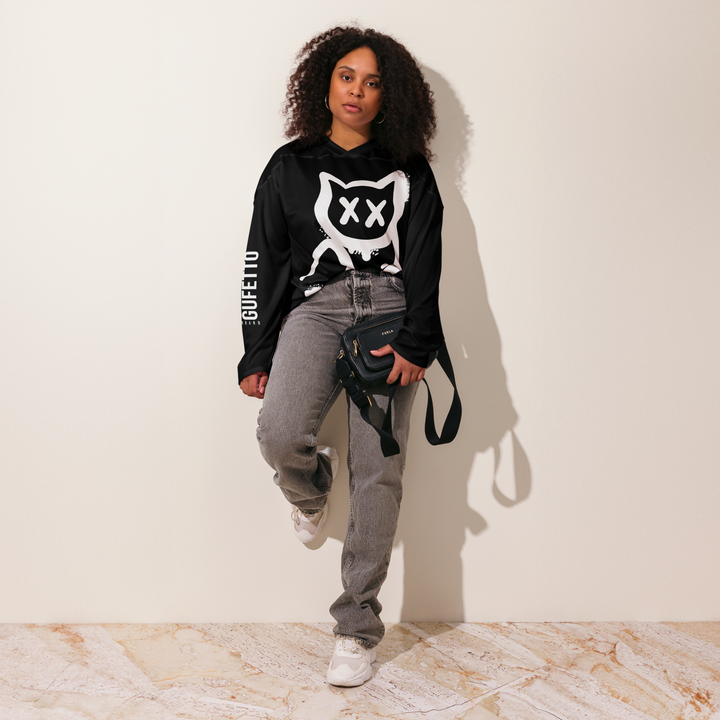 Maglia riciclata fan dell'hockey GUFETTO 1 BIANCO OCCHI BIANCHI - Gufetto Brand 