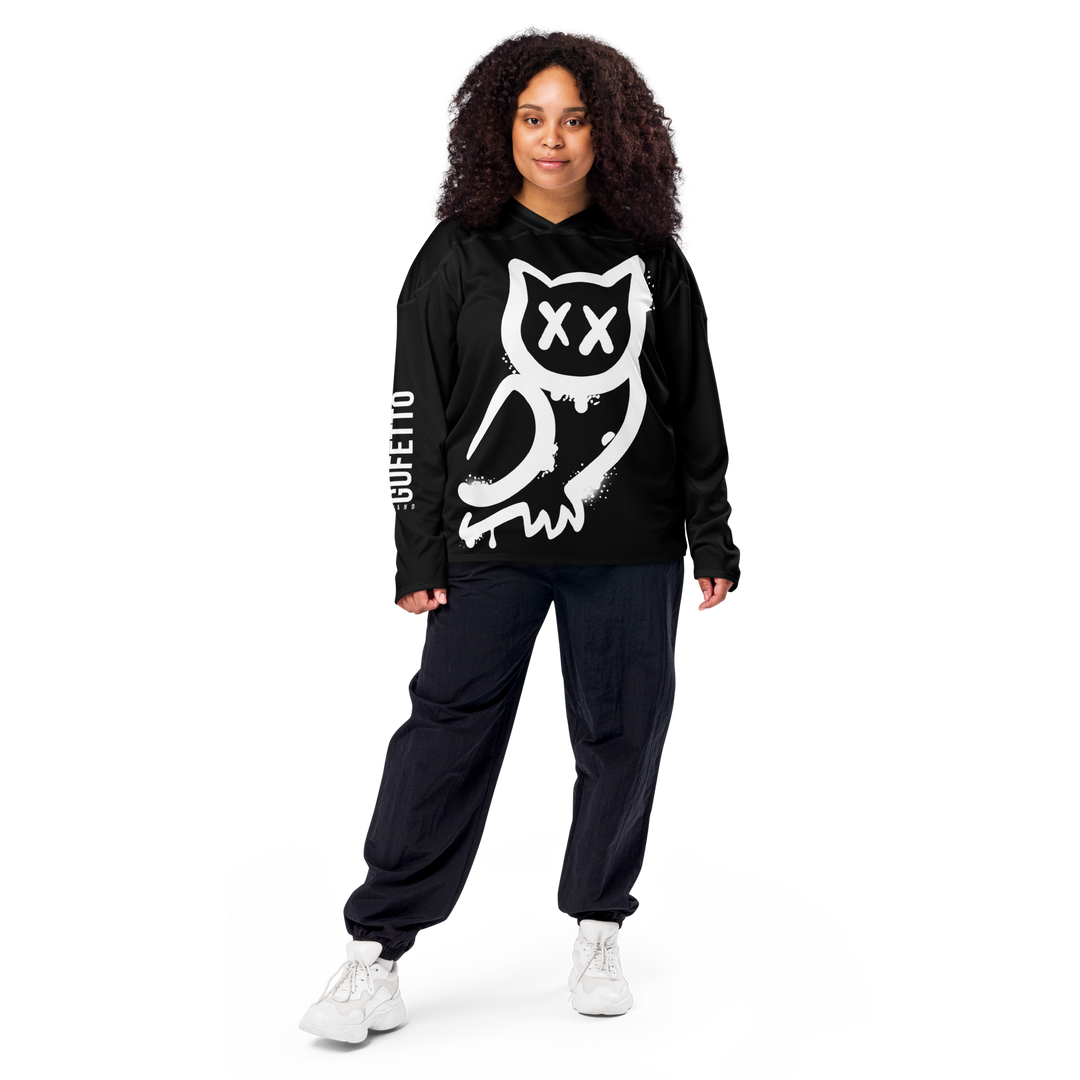 Maglia riciclata fan dell'hockey GUFETTO 1 BIANCO OCCHI BIANCHI - Gufetto Brand 