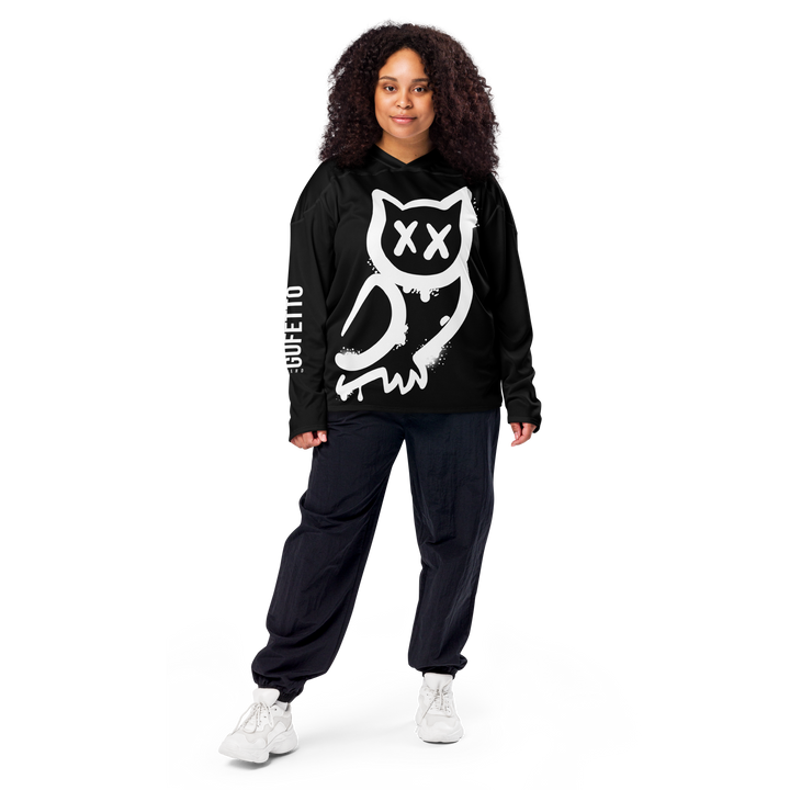 Maglia riciclata fan dell'hockey GUFETTO 1 BIANCO OCCHI BIANCHI - Gufetto Brand 