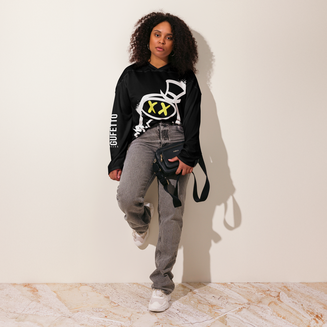 Maglia riciclata fan dell'hockey GUFETTO 2 BIANCO OCCHI GIALLI - Gufetto Brand 