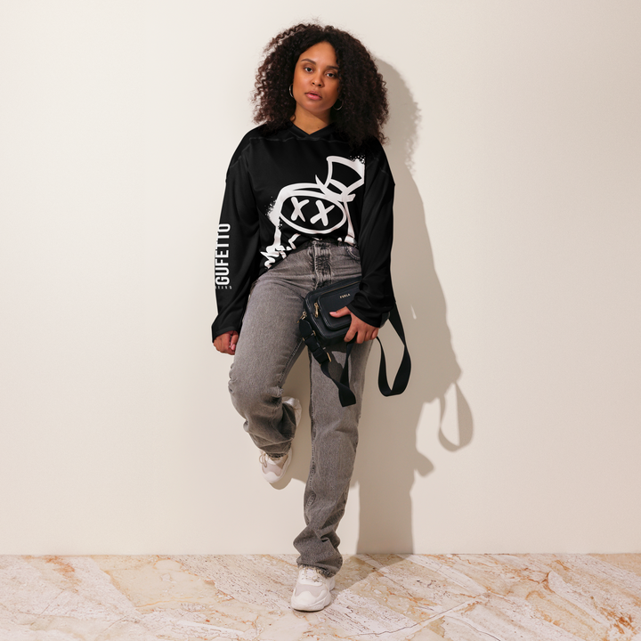 Maglia riciclata fan dell'hockey GUFETTO 2 BIANCO OCCHI BIANCHI - Gufetto Brand 