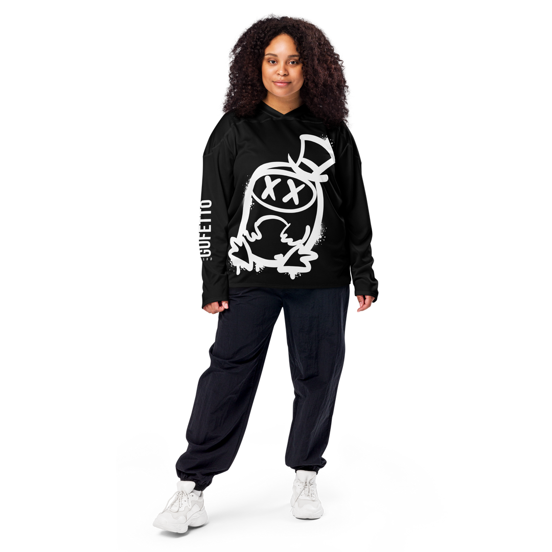 Maglia riciclata fan dell'hockey GUFETTO 2 BIANCO OCCHI BIANCHI - Gufetto Brand 