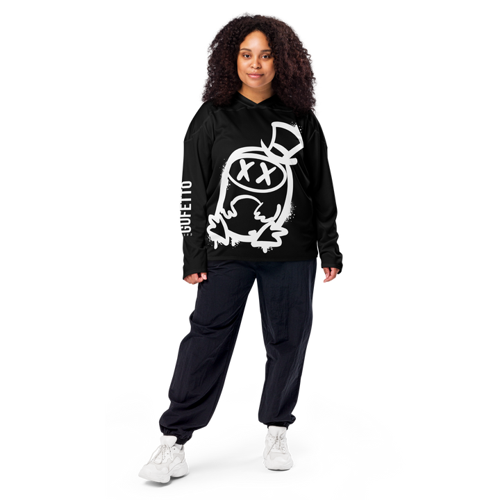 Maglia riciclata fan dell'hockey GUFETTO 2 BIANCO OCCHI BIANCHI - Gufetto Brand 