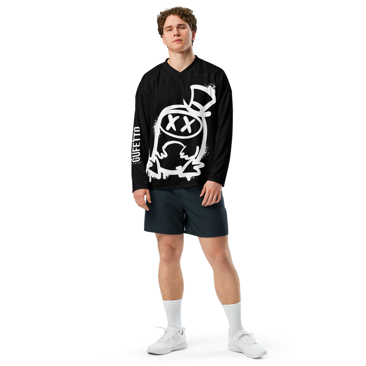 Maglia riciclata fan dell'hockey GUFETTO 2 BIANCO OCCHI BIANCHI - Gufetto Brand 