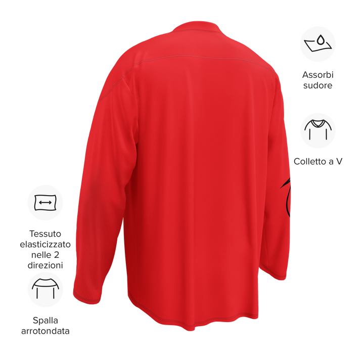 Recycled hockey fan jersey RED OCCHI NERI - Gufetto Brand 