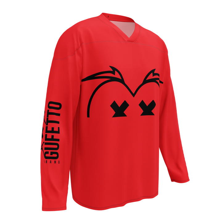 Recycled hockey fan jersey RED OCCHI NERI - Gufetto Brand 