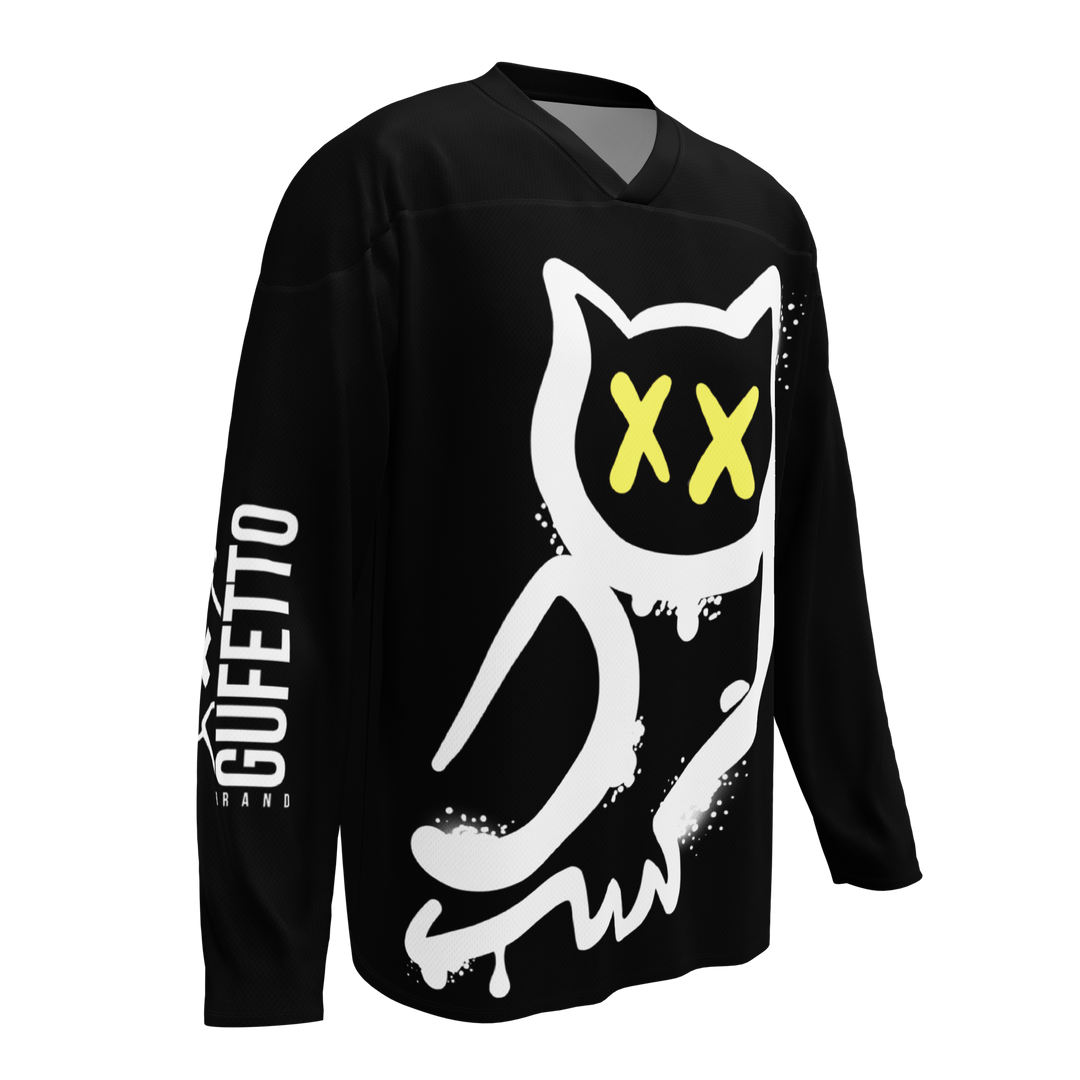 Maglia riciclata fan dell'hockey GUFETTO 1 BIANCO OCCHI GIALLI - Gufetto Brand 