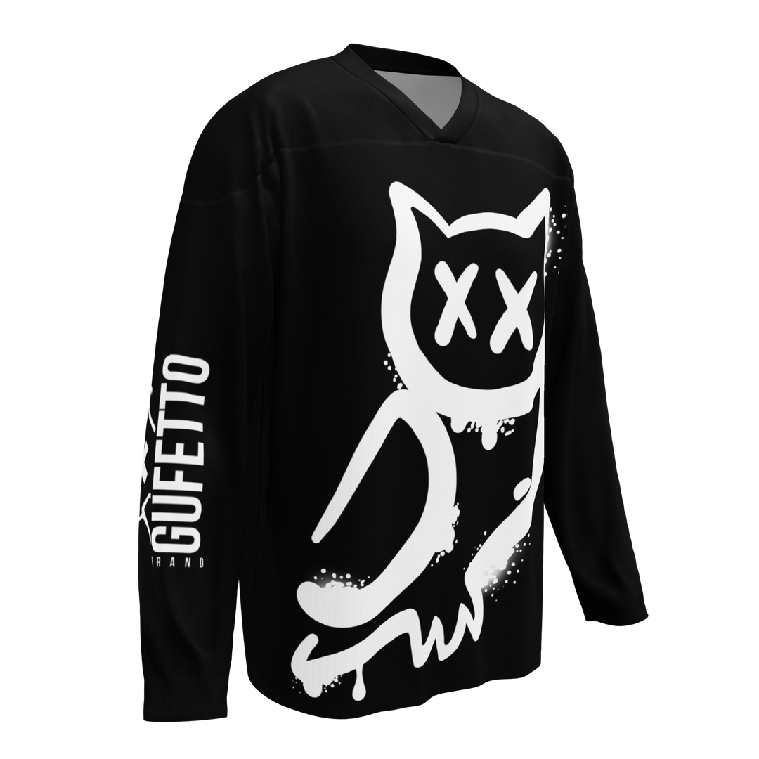Maglia riciclata fan dell'hockey GUFETTO 1 BIANCO OCCHI BIANCHI - Gufetto Brand 